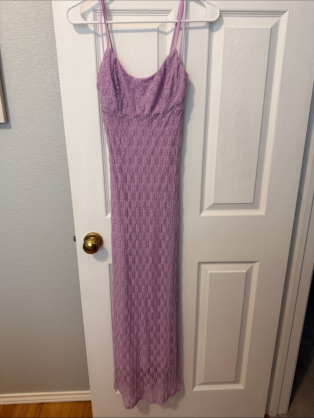 Anthropologie Lavender Lace Maxi Slip Dress